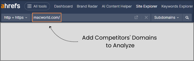 Add Competitors Domains to Analyze