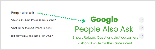 Google People Also Ask Shows Related Questions