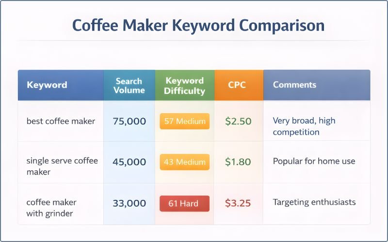 Example Analysis Table Visualization