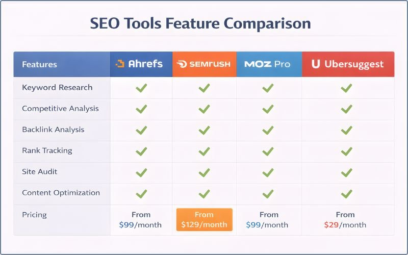 Quick Comparison Of Recommended Tools
